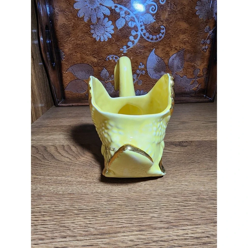 Vintage Holley‎ Ross Yellow Lustreware Gold Trim Swan Small Planter